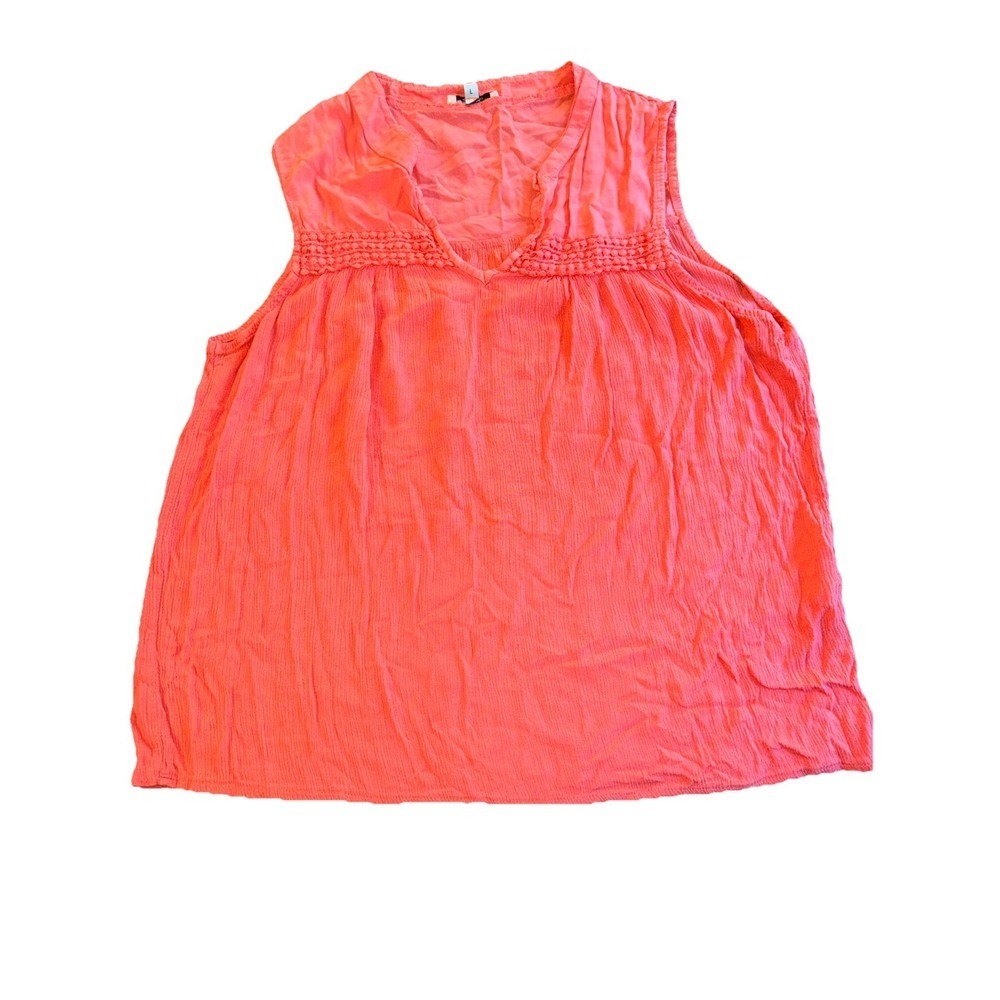 Alessia Pacini Italian Top Womens Large Split Neck Shirt Resortwear Coral